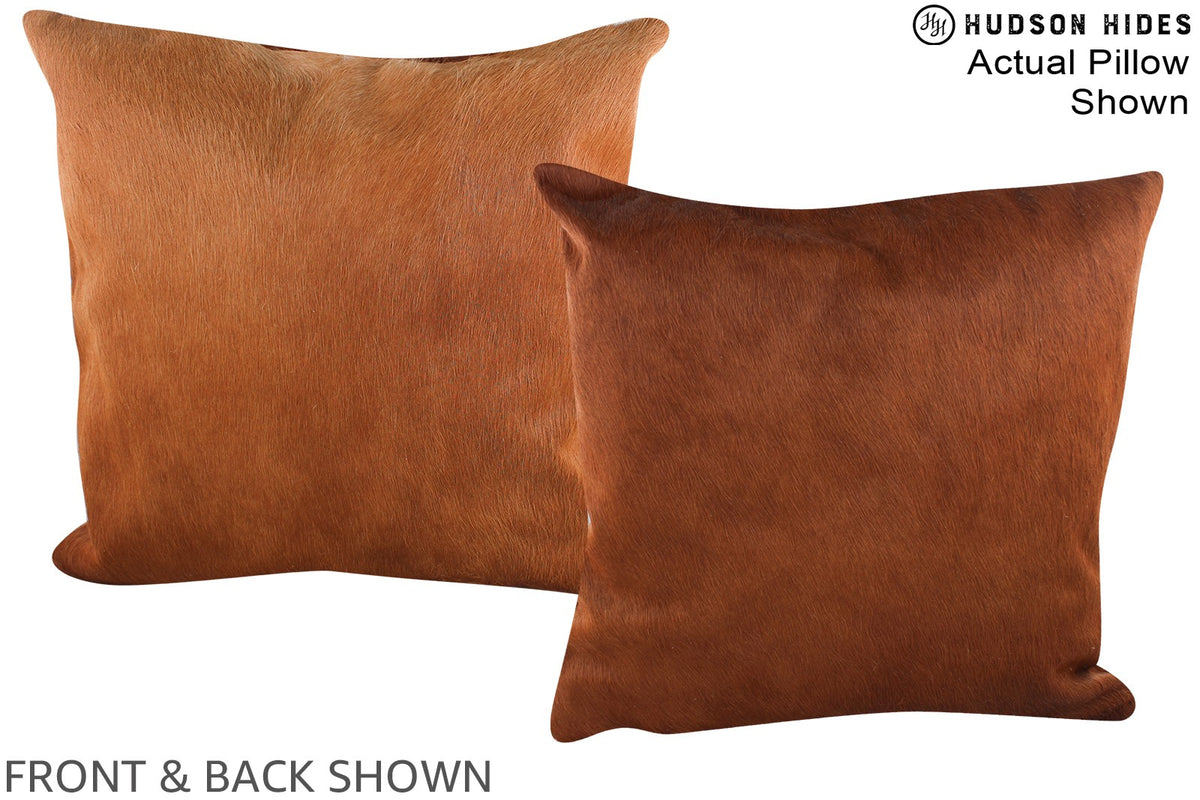 Solid Brown Cowhide Pillow #A15029