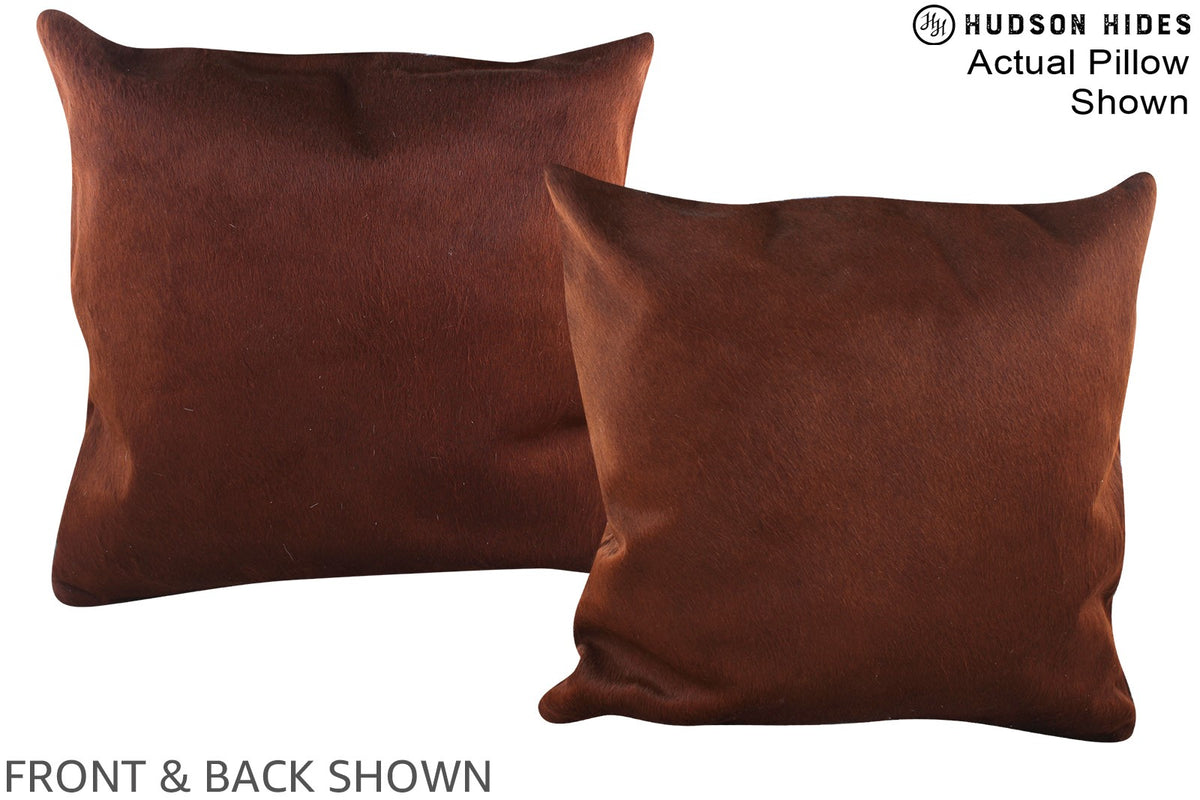 Solid Brown Cowhide Pillow #A15038