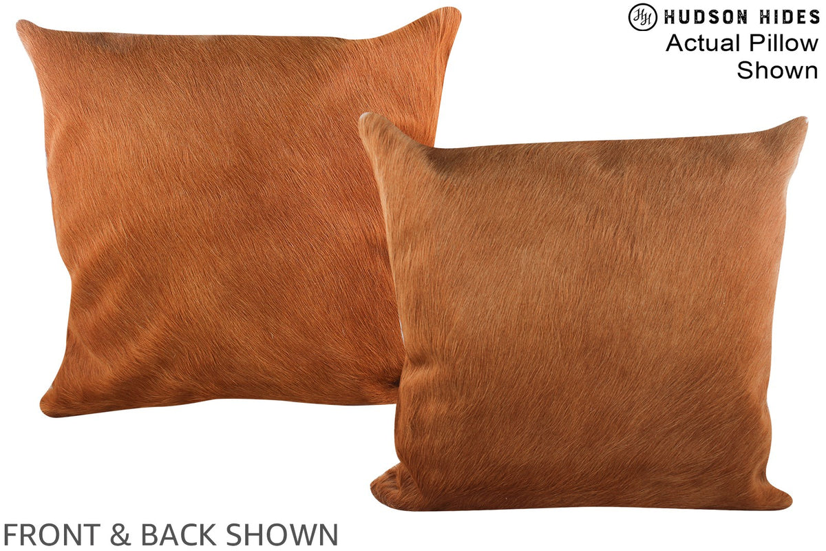 Solid Brown Cowhide Pillow #A15076