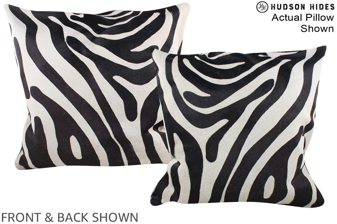 Zebra 20"x20" Brazilian Cowhide Pillow #A15084 by Hudson Hides