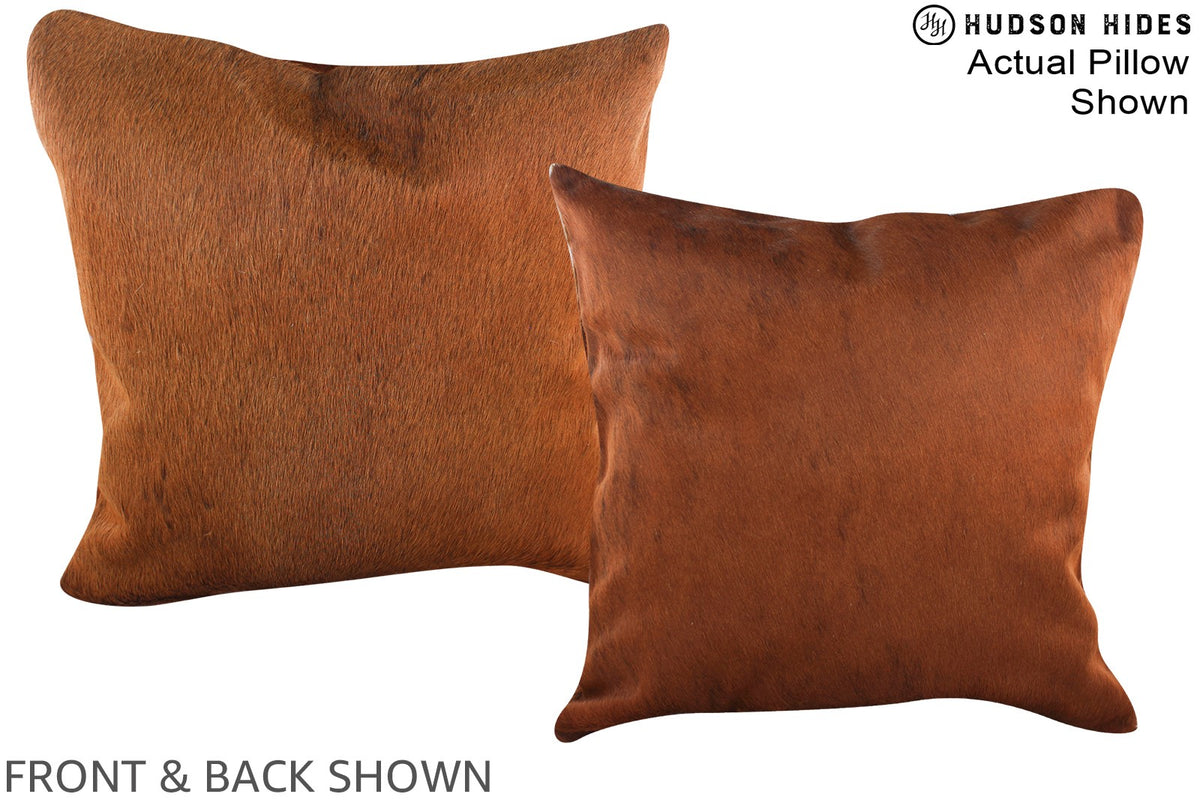 Solid Brown Cowhide Pillow #A15129