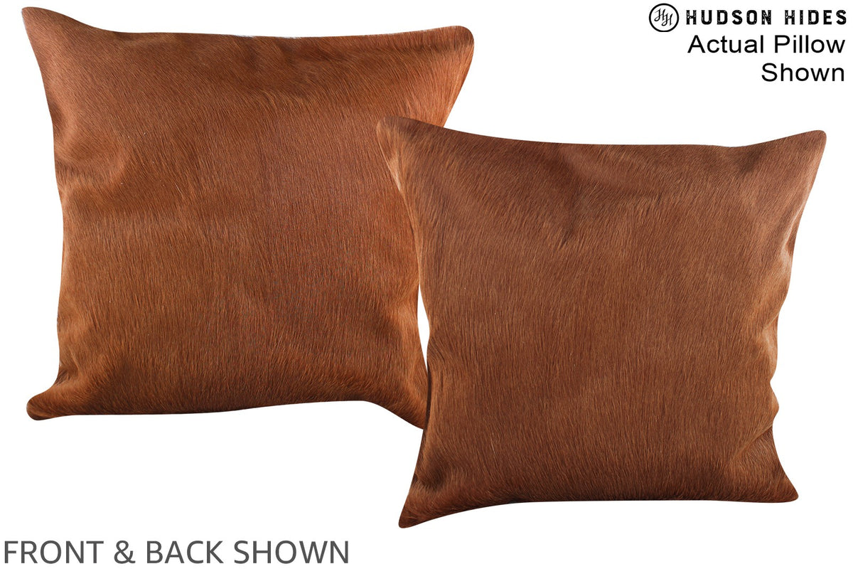 Solid Brown Cowhide Pillow #A15130