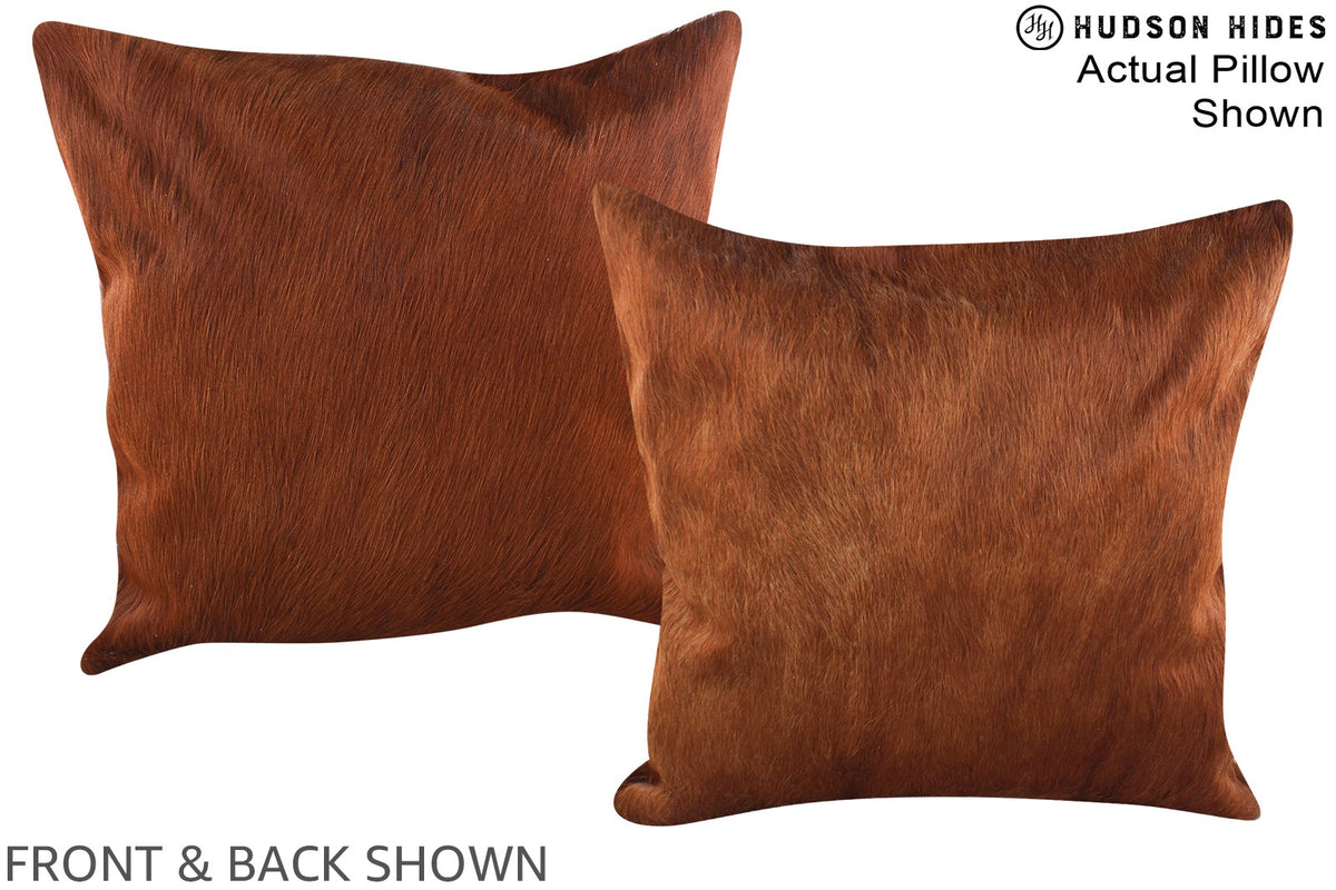 Solid Brown Cowhide Pillow #A15132