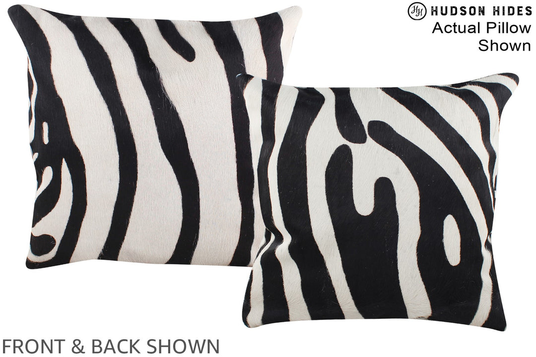 Zebra 16"x16" Brazilian Cowhide Pillow #A15149 by Hudson Hides