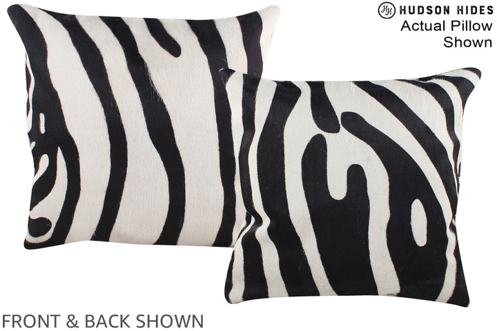 Zebra 16"x16" Brazilian Cowhide Pillow #A15149 by Hudson Hides