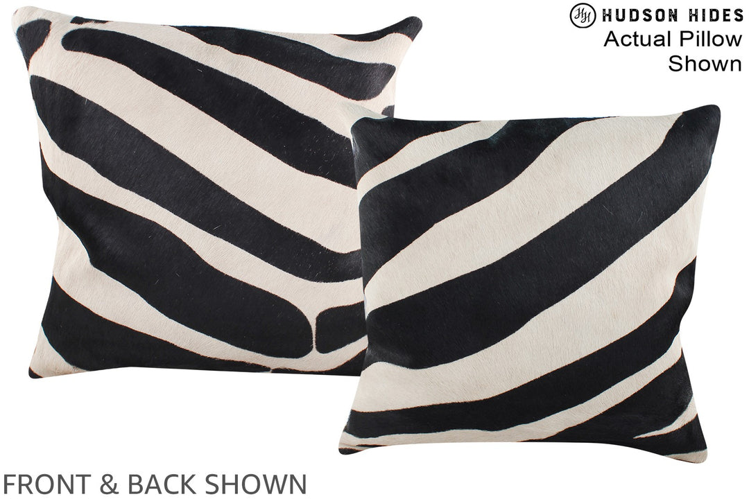 Zebra 16"x16" Brazilian Cowhide Pillow #A15151 by Hudson Hides