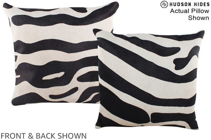 Zebra 16"x16" Brazilian Cowhide Pillow #A15154 by Hudson Hides
