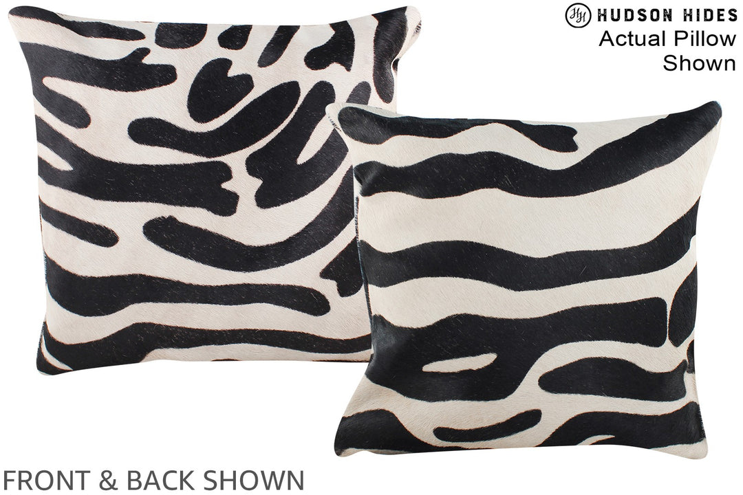 Zebra 16"x16" Brazilian Cowhide Pillow #A15162 by Hudson Hides