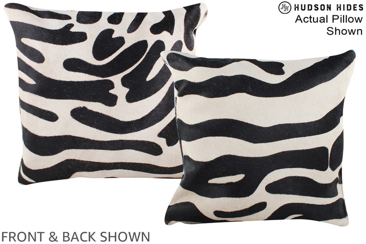 Zebra 16"x16" Brazilian Cowhide Pillow #A15162 by Hudson Hides