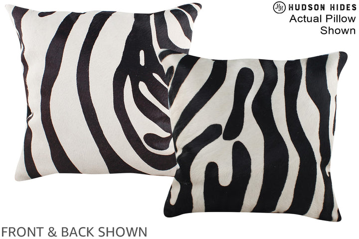 Zebra 16"x16" Brazilian Cowhide Pillow #A15169 by Hudson Hides