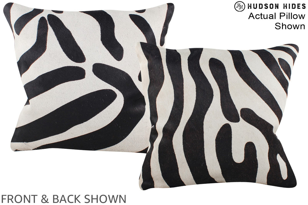 Zebra 16"x16" Brazilian Cowhide Pillow #A15172 by Hudson Hides