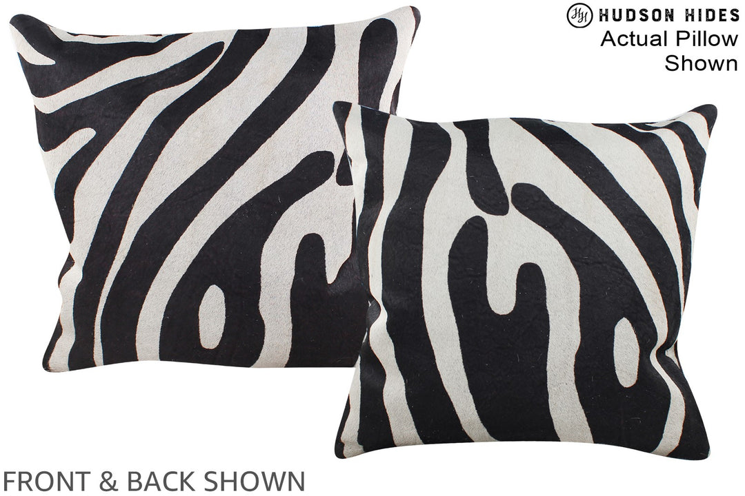 Zebra 16"x16" Brazilian Cowhide Pillow #A15178 by Hudson Hides