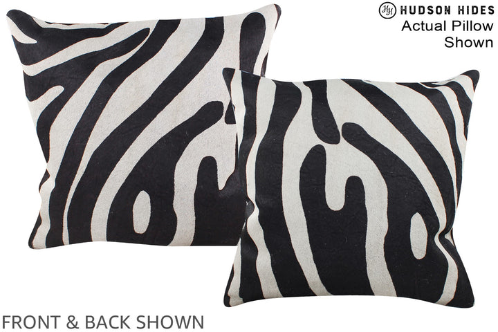 Zebra 16"x16" Brazilian Cowhide Pillow #A15178 by Hudson Hides