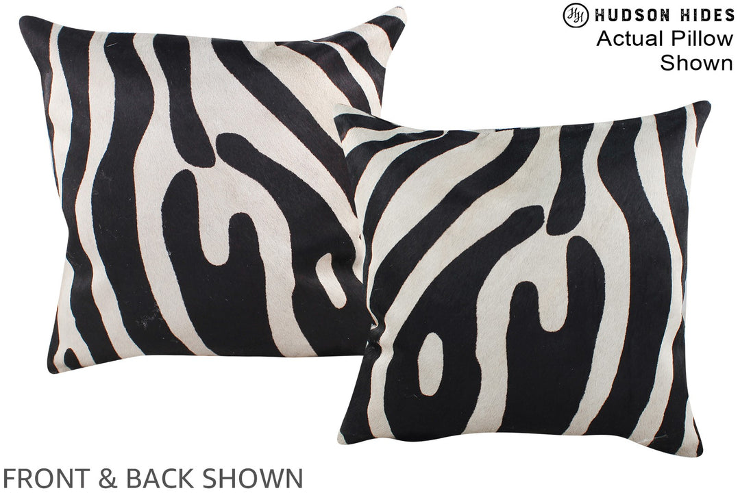 Zebra 16"x16" Brazilian Cowhide Pillow #A15182 by Hudson Hides