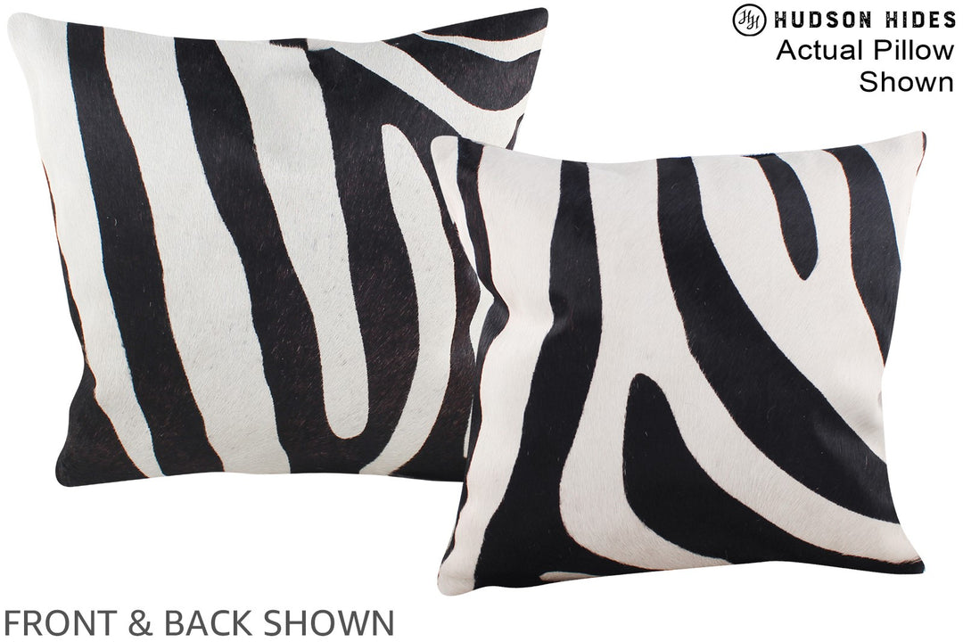 Zebra 16"x16" Brazilian Cowhide Pillow #A15193 by Hudson Hides