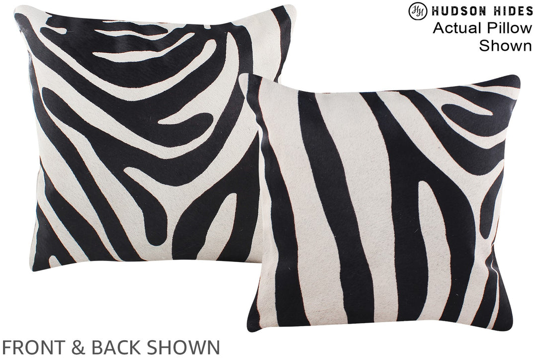 Zebra 16"x16" Brazilian Cowhide Pillow #A15208 by Hudson Hides