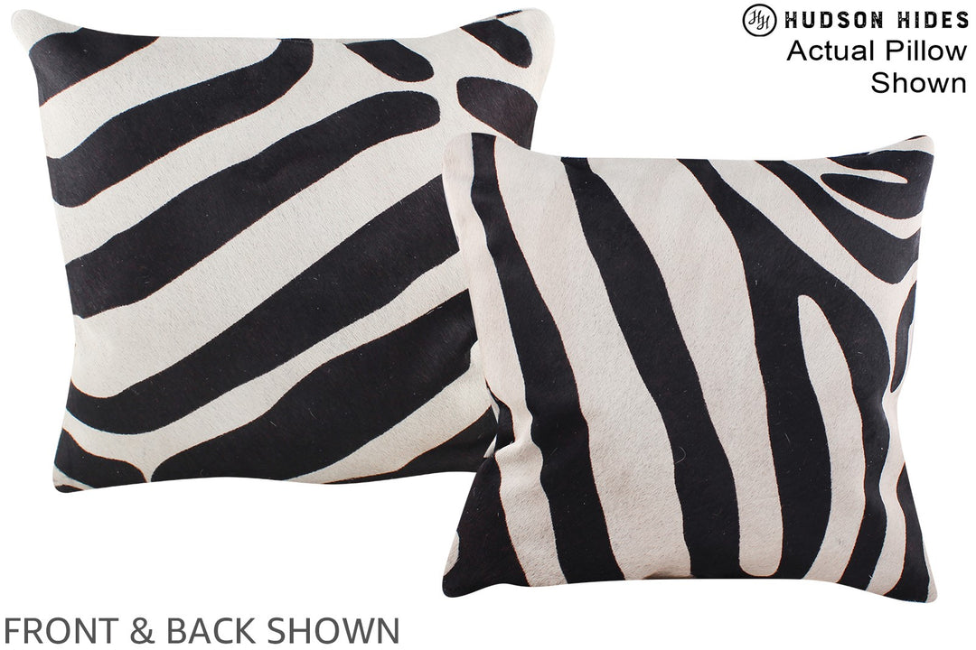 Zebra 16"x16" Brazilian Cowhide Pillow #A15216 by Hudson Hides