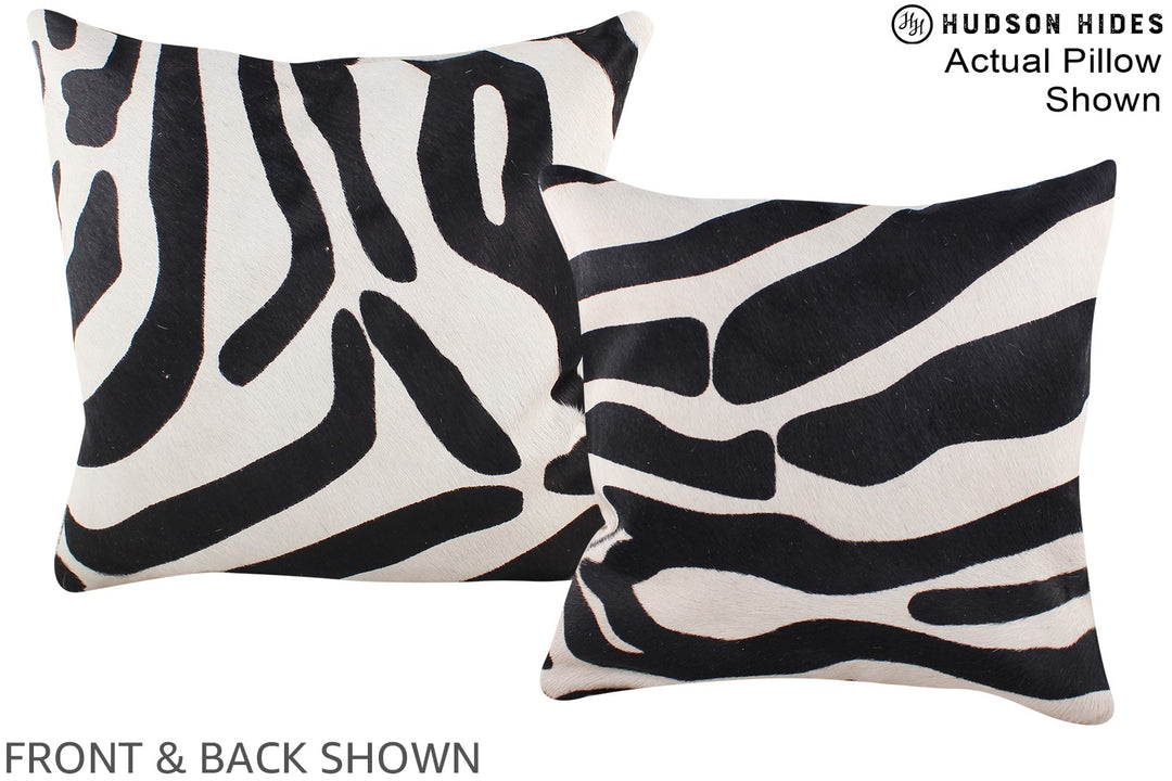 Zebra 16"x16" Brazilian Cowhide Pillow #A15234 by Hudson Hides