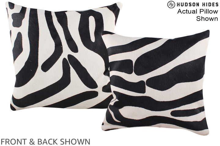 Zebra 16"x16" Brazilian Cowhide Pillow #A15234 by Hudson Hides