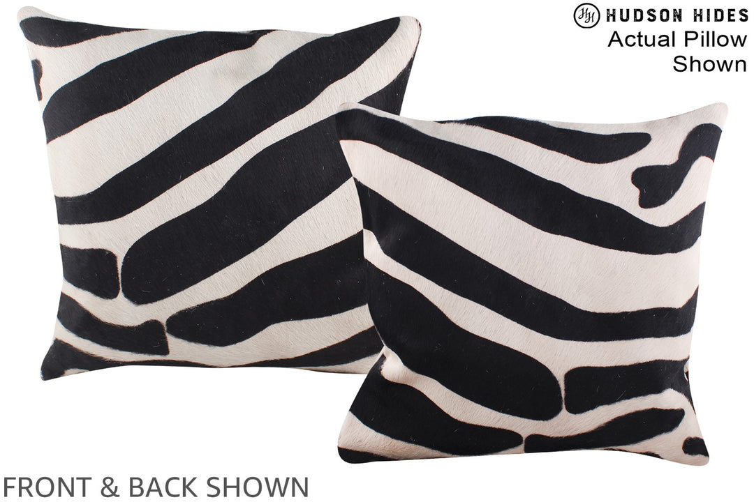 Zebra 16"x16" Brazilian Cowhide Pillow #A15238 by Hudson Hides