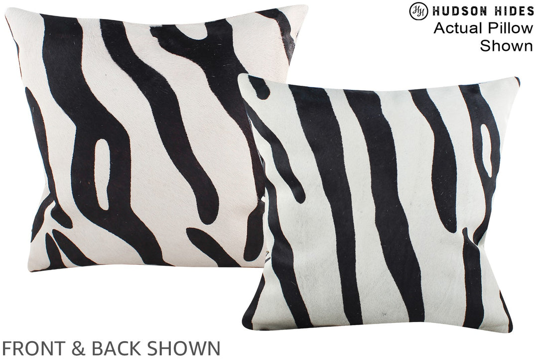 Zebra 16"x16" Brazilian Cowhide Pillow #A15247 by Hudson Hides