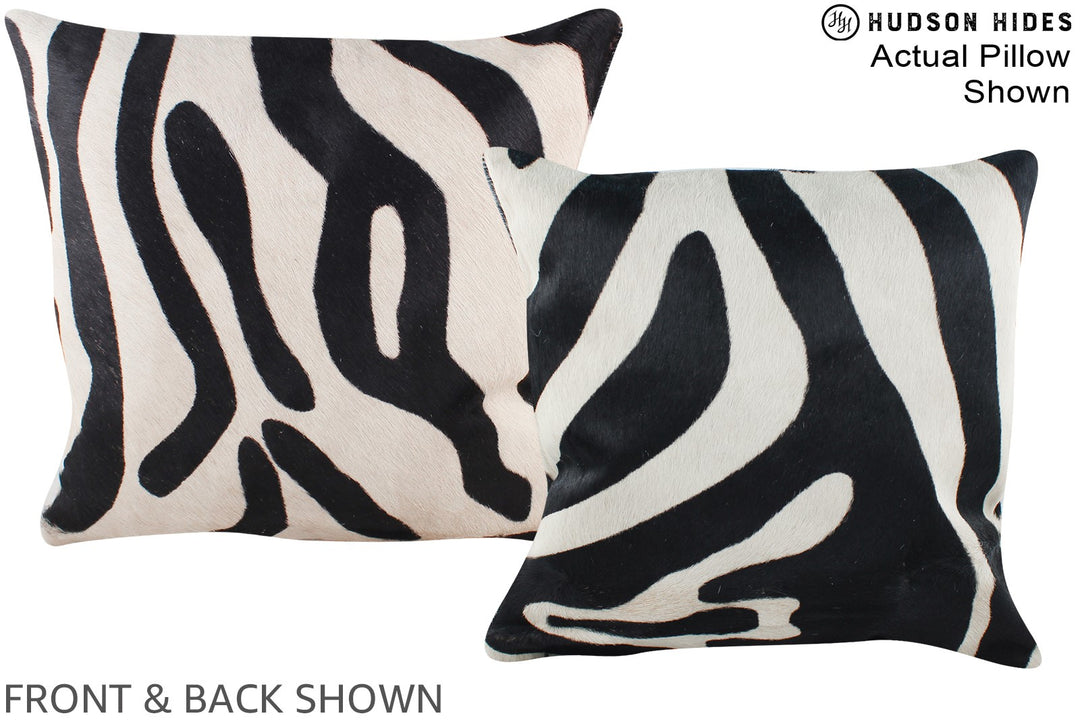 Zebra 16"x16" Brazilian Cowhide Pillow #A15252 by Hudson Hides