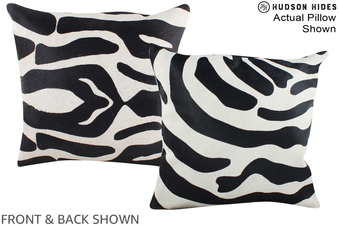 Zebra 16"x16" Brazilian Cowhide Pillow #A15258 by Hudson Hides