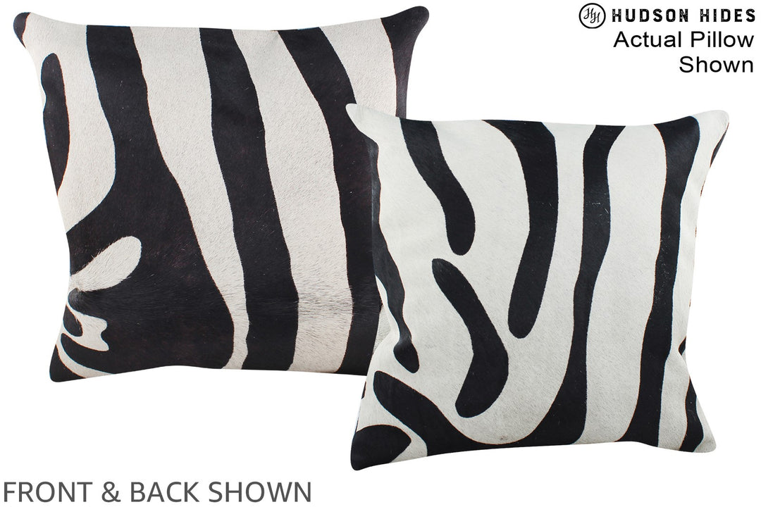 Zebra 16"x16" Brazilian Cowhide Pillow #A15266 by Hudson Hides