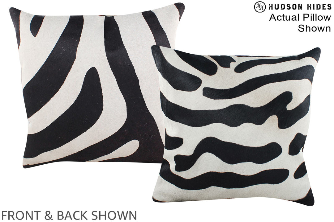 Zebra 16"x16" Brazilian Cowhide Pillow #A15272 by Hudson Hides