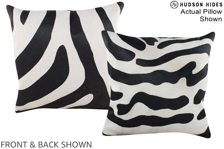 Zebra 16"x16" Brazilian Cowhide Pillow #A15272 by Hudson Hides