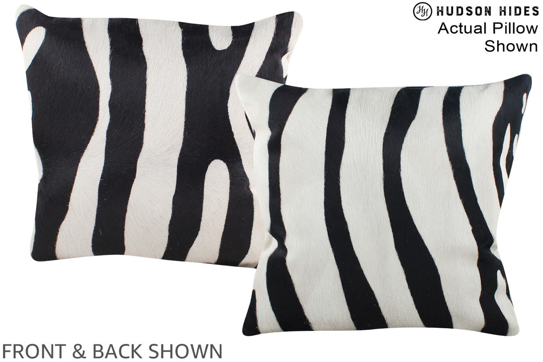 Zebra 16"x16" Brazilian Cowhide Pillow #A15313 by Hudson Hides