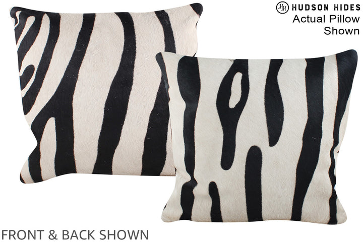 Zebra 16"x16" Brazilian Cowhide Pillow #A15321 by Hudson Hides