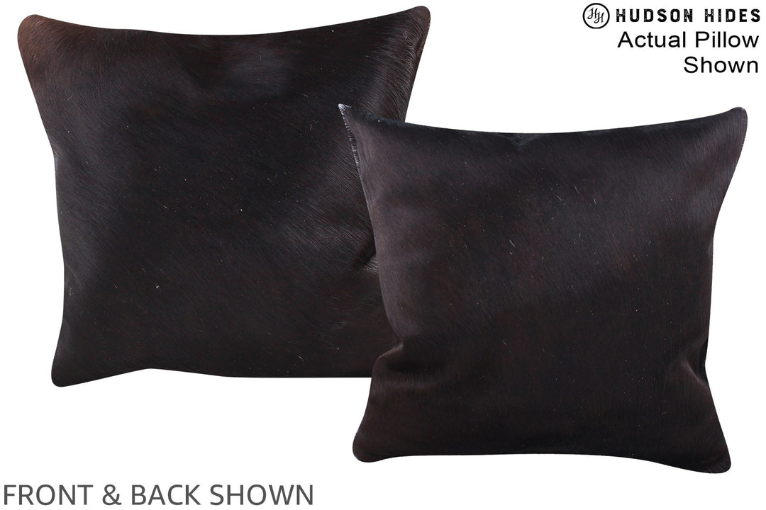 Solid Black 16"x16" Brazilian Cowhide Pillow #A15374 by Hudson Hides