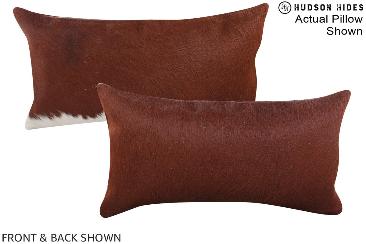 Solid Brown Cowhide Pillow #A15425