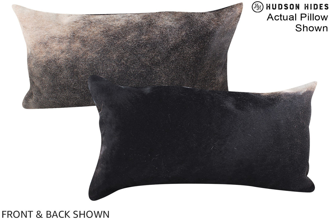 Grey with Beige 12"x22" Brazilian Cowhide Pillow #A15449 by Hudson Hid