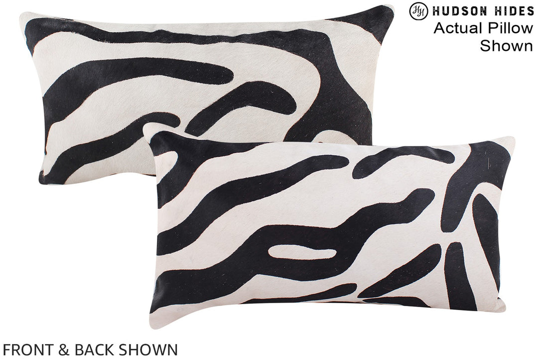 Zebra 12"x22" Brazilian Cowhide Pillow #A15501 by Hudson Hides