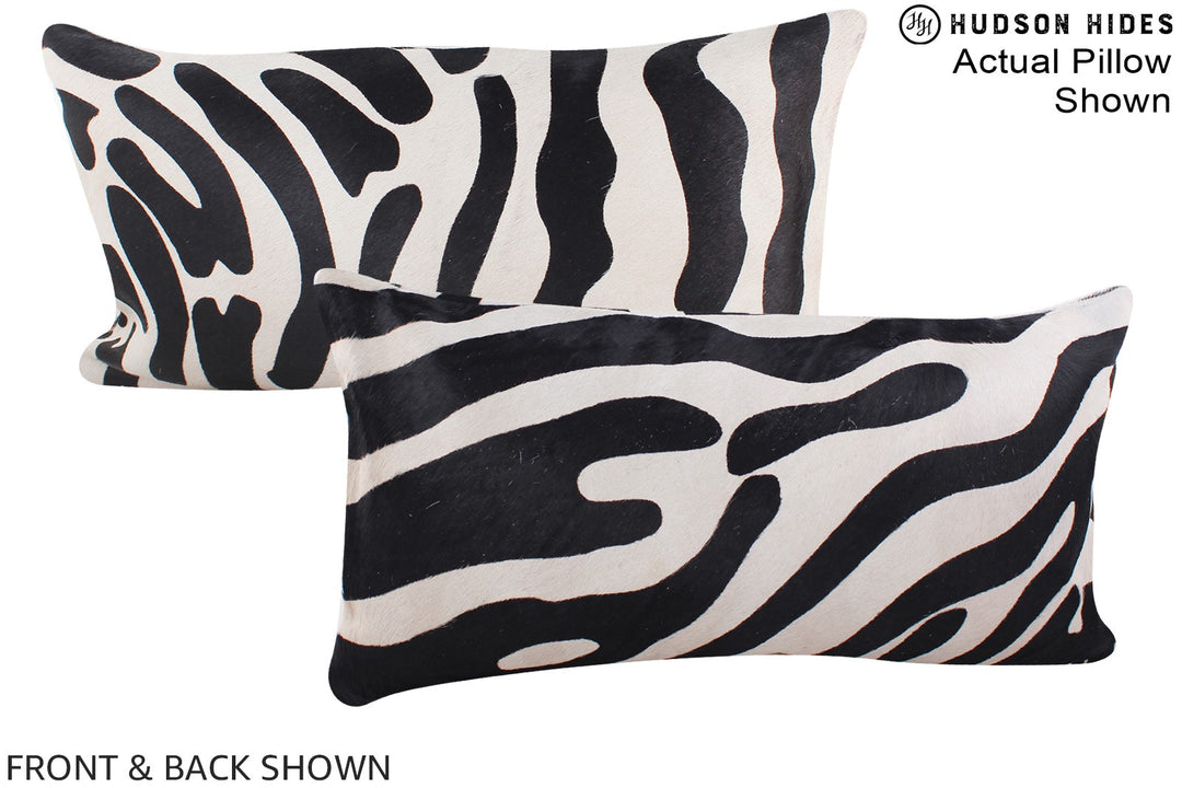 Zebra 12"x22" Brazilian Cowhide Pillow #A15508 by Hudson Hides
