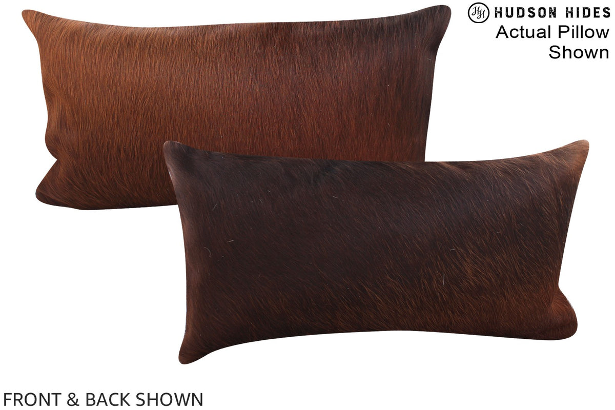 Solid Brown Cowhide Pillow #A15533