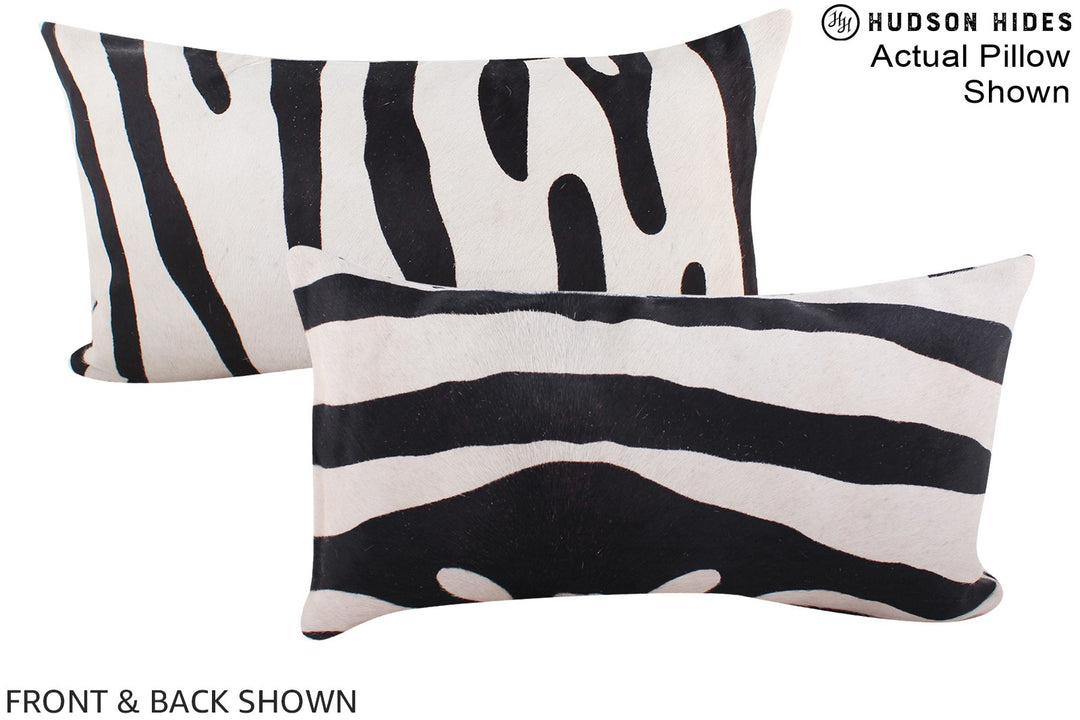 Zebra 12"x22" Brazilian Cowhide Pillow #A15562 by Hudson Hides