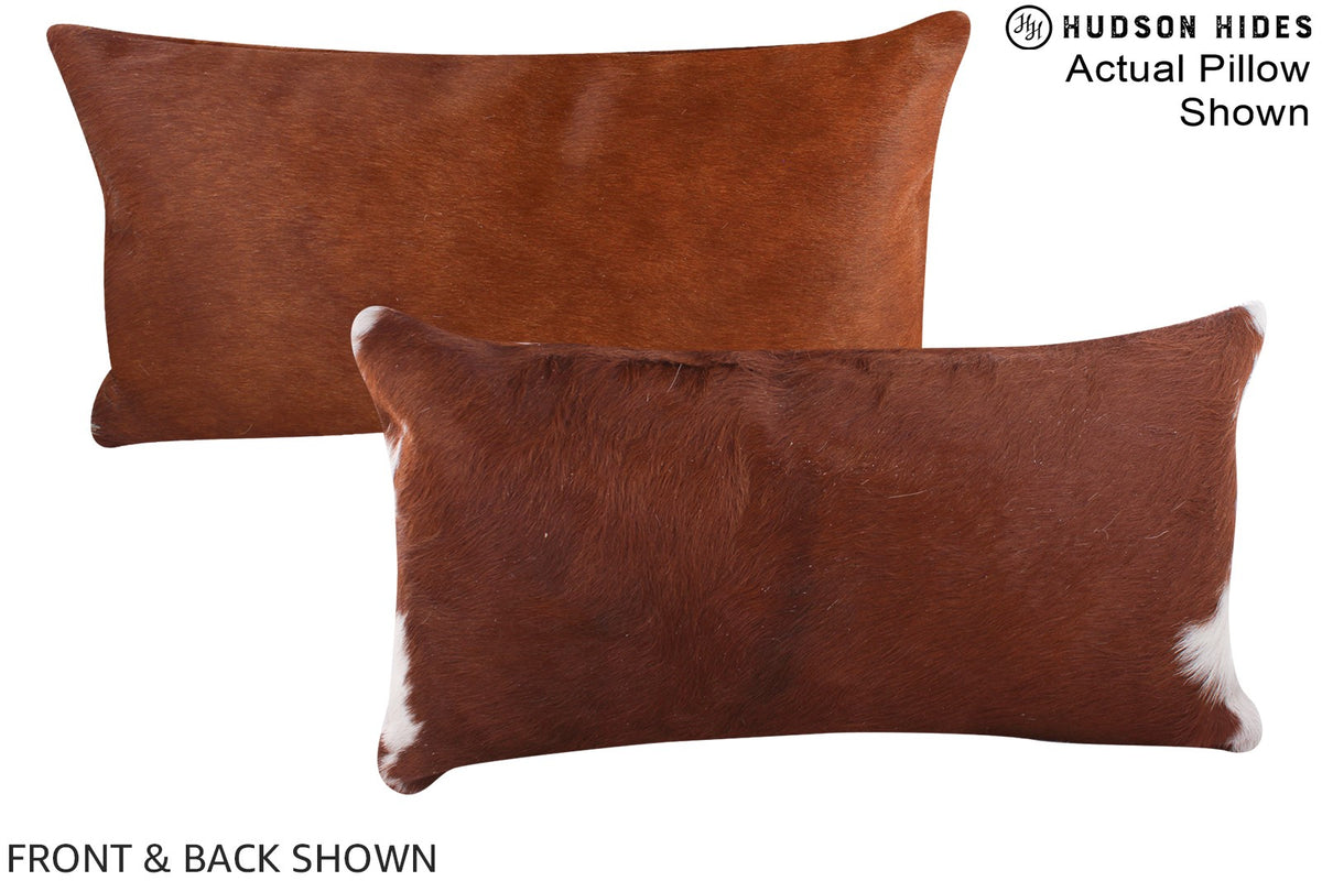 Solid Brown Cowhide Pillow #A15617
