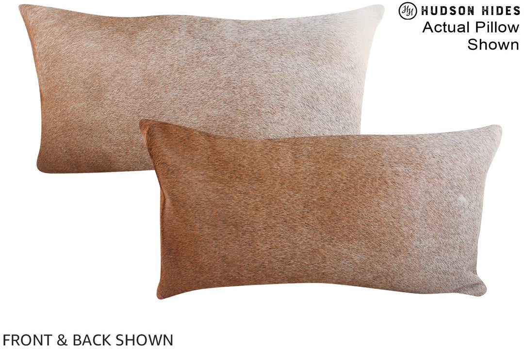 Grey with Beige 12"x22" Brazilian Cowhide Pillow #A15625 by Hudson Hid