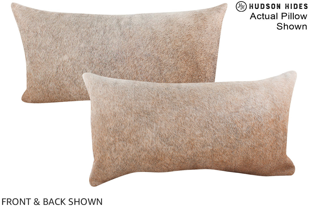 Grey with Beige 12"x22" Brazilian Cowhide Pillow #A15639 by Hudson Hid