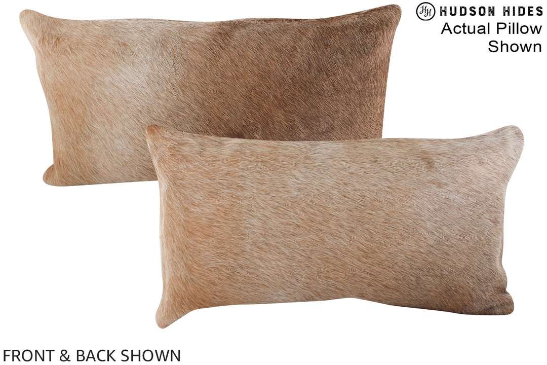 Grey with Beige 12"x22" Brazilian Cowhide Pillow #A15653 by Hudson Hid