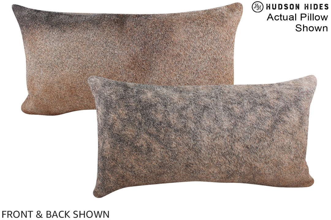 Grey with Beige 12"x22" Brazilian Cowhide Pillow #A15661 by Hudson Hid