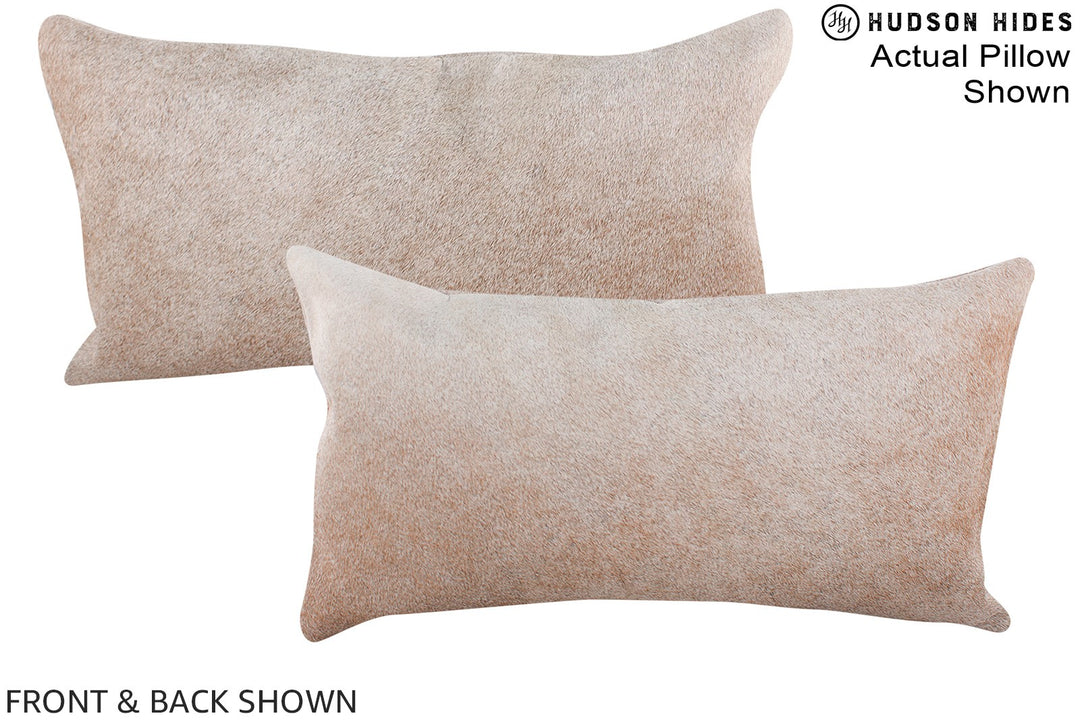 Grey with Beige 12"x22" Brazilian Cowhide Pillow #A15679 by Hudson Hid