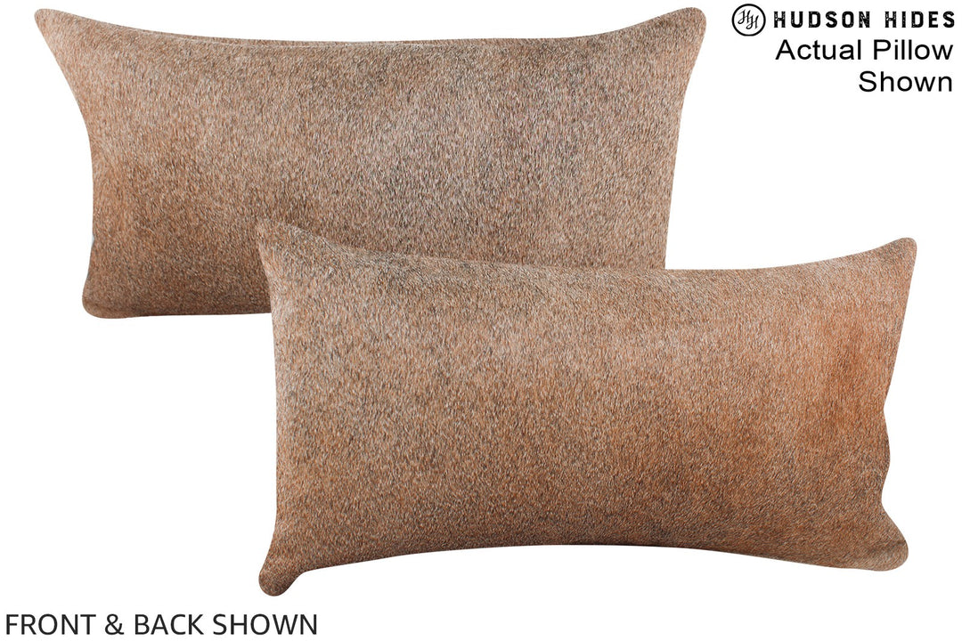 Grey with Beige 12"x22" Brazilian Cowhide Pillow #A15690 by Hudson Hid