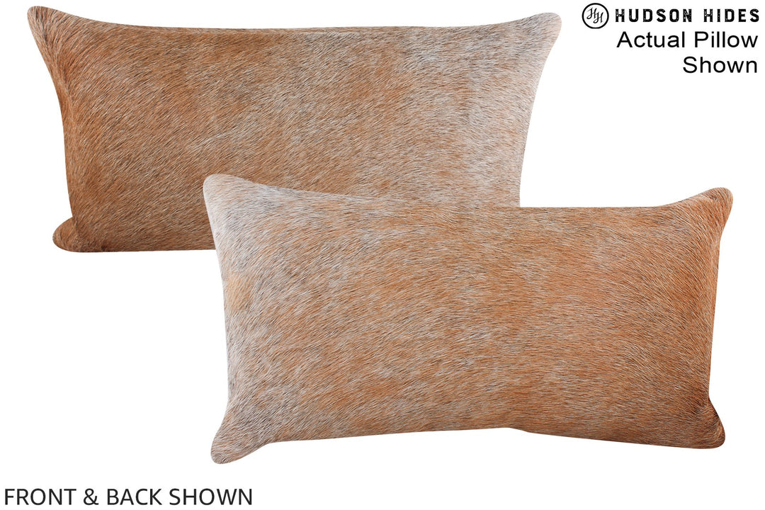 Grey with Beige 12"x22" Brazilian Cowhide Pillow #A15701 by Hudson Hid