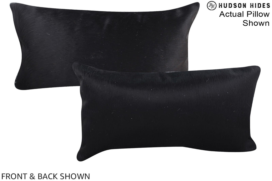 Solid Black 12"x22" Brazilian Cowhide Pillow #A15715 by Hudson Hides