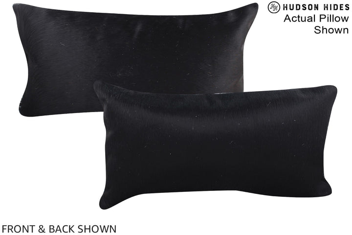 Solid Black 12"x22" Brazilian Cowhide Pillow #A15715 by Hudson Hides