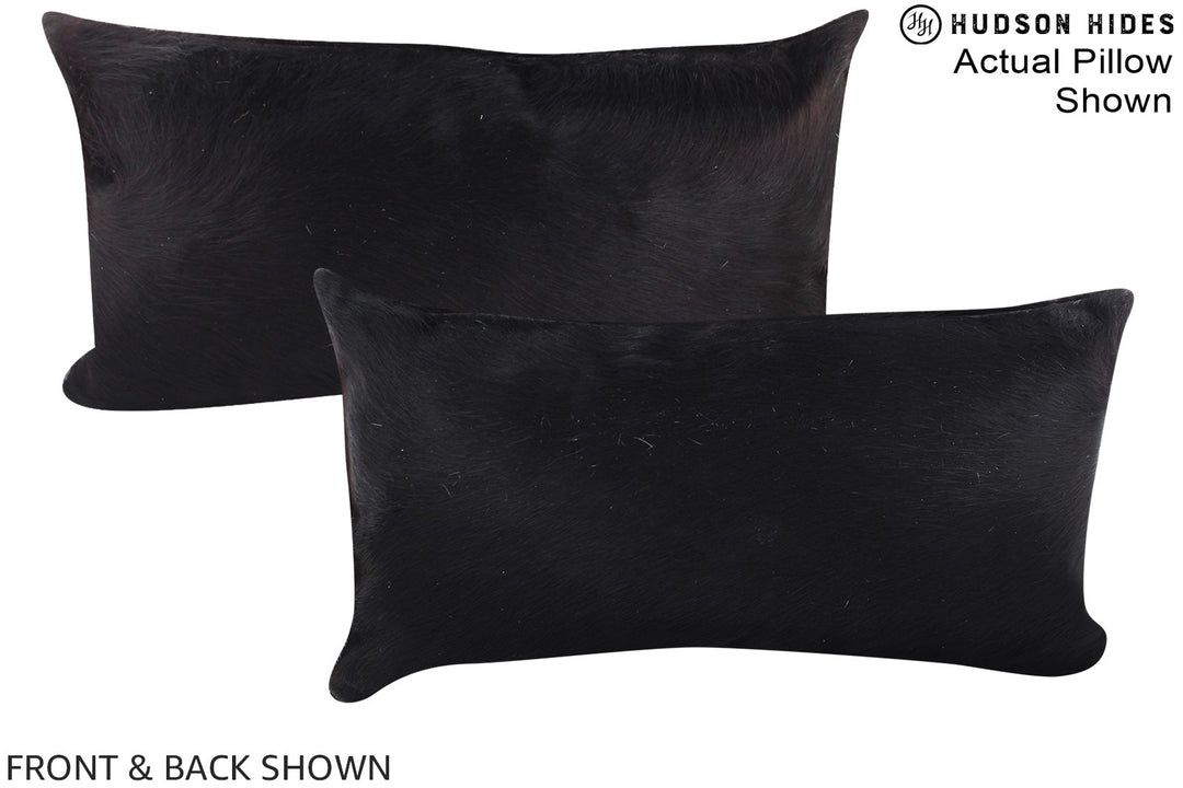 Solid Black 12"x22" Brazilian Cowhide Pillow #A15717 by Hudson Hides